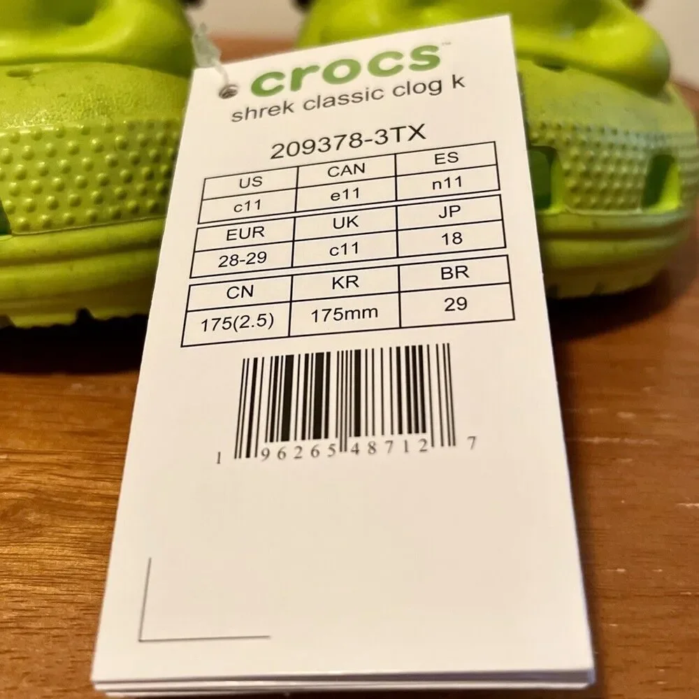 Crocs‎ Classic Clog Dreamworks Shrek Kids Lime Punch C11 Rare Limited 209378-3TX